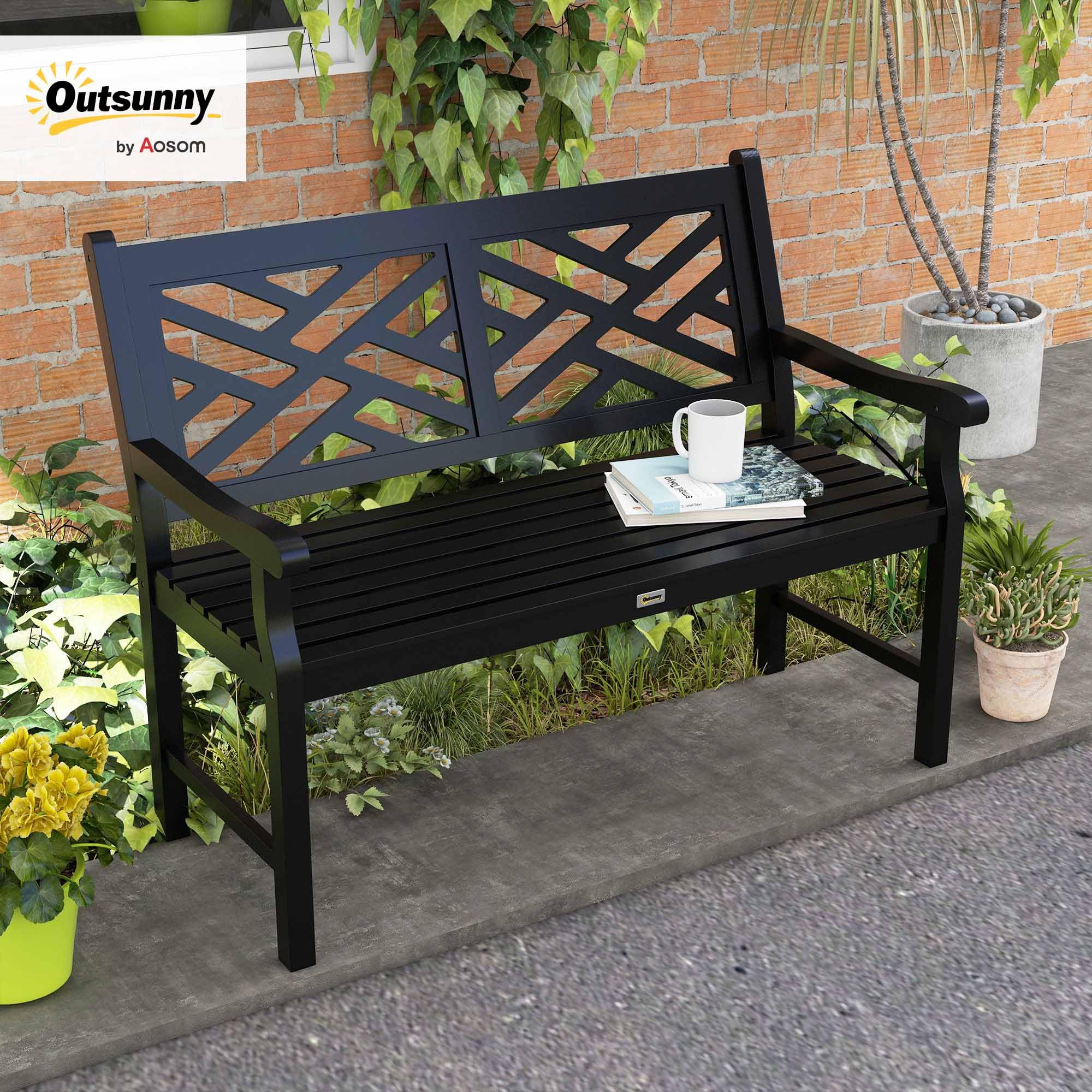 Amazon.com: Outsunny Outdoor Garden Bench, Wooden Frame Patio