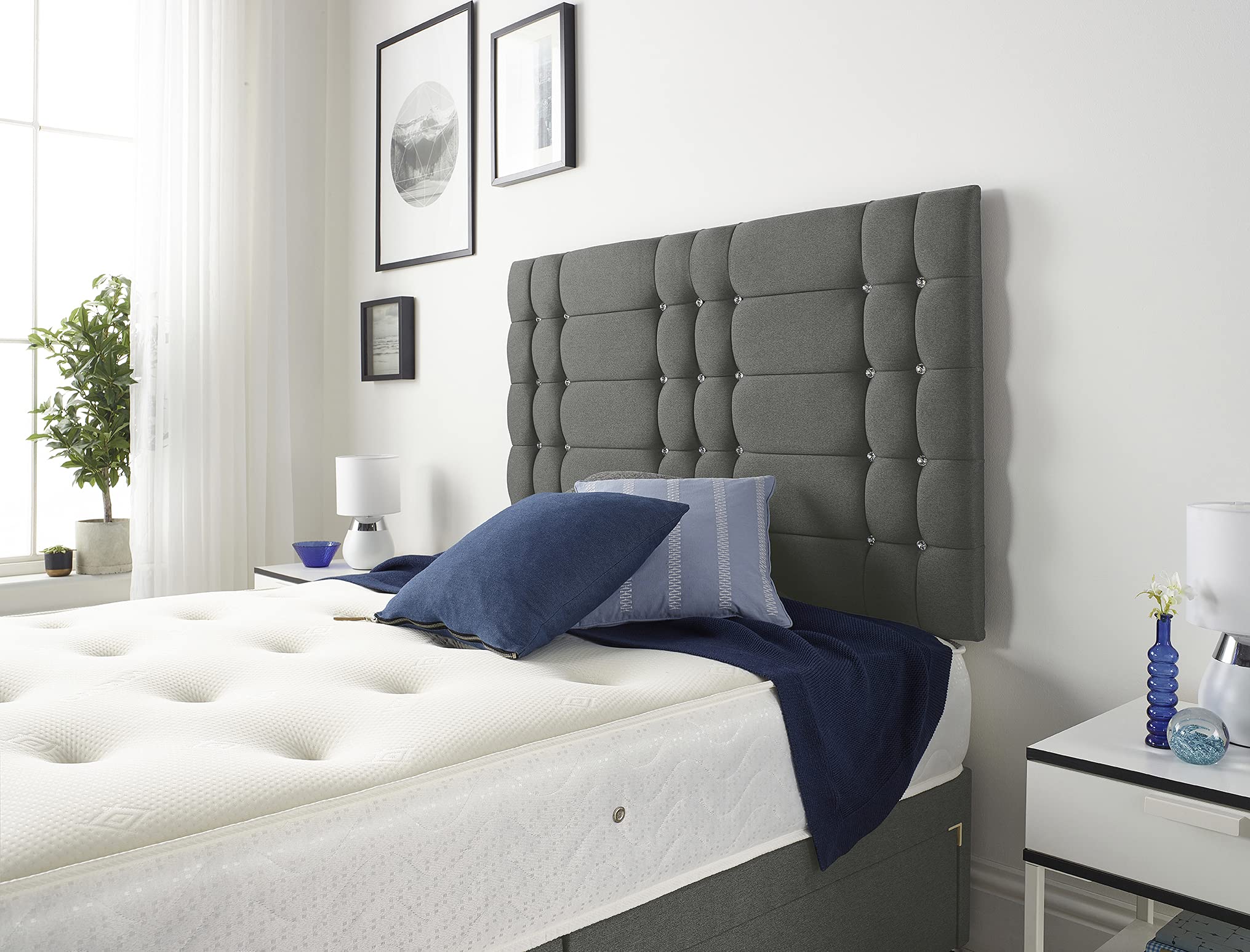 Bed Centre Bliss 32 Inch or 54 Inch Headboard Available in Different Fabrics and Colours - 3FT,4FT,4FT6,5FT,6FT (4FT Small Double, 54 Inch High Floor Standing, Linen Grey)