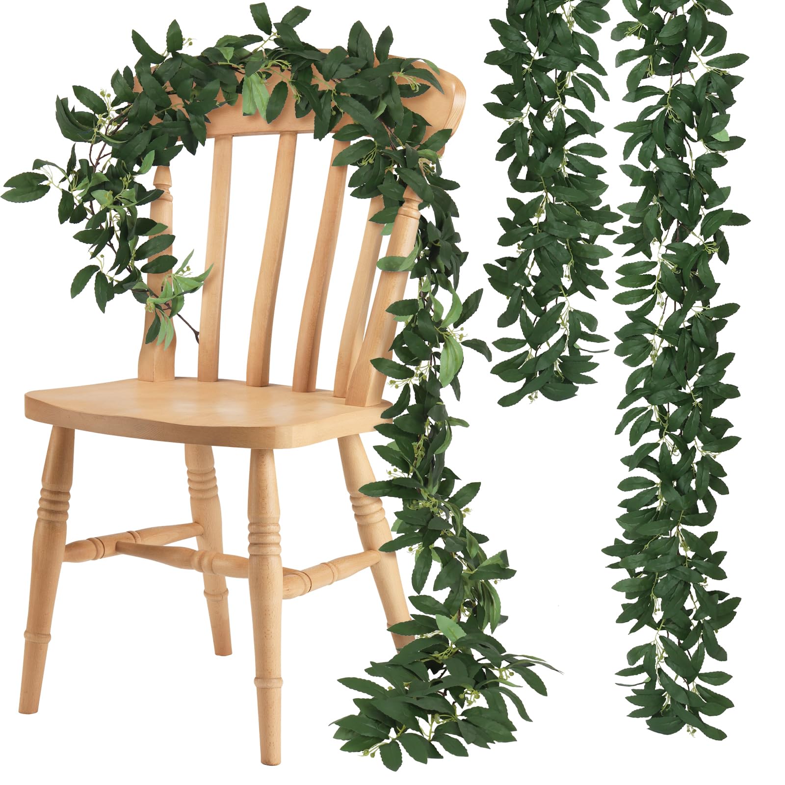 RECUTMS Artificial Olive Leaves Vine Garland with Berry 2Pcs 6.2Ft Silk Ivy