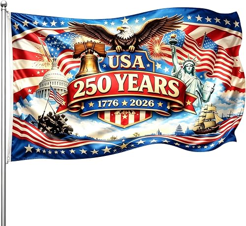 RumonZS 250 Anniversary USA Flag 3x5 Ft 250th Anniversary American Garden Flag 4
