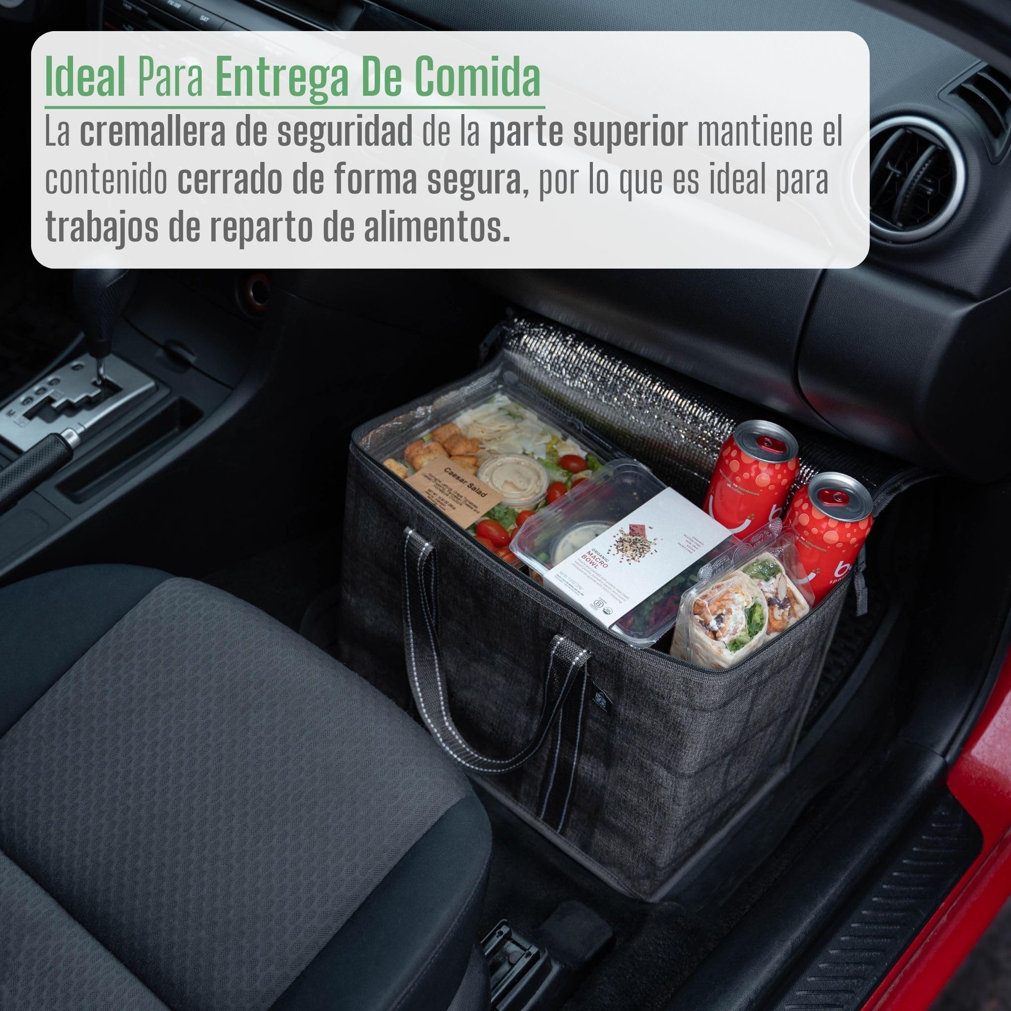 WUNZILO Pack 2 Bolsas Térmicas De 5 Litros – Isotermas Para Comida Y Bebidas – Plegables, Reutilizables, Con Cremallera – Ideal Para Delivery, Picnic Y Supermercado (Negro)