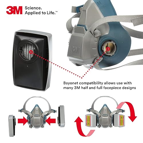 Miniatura 2 de 3M Filtro de cartucho respirador, fluoruro de hidrógeno, plomo, amianto, cadmio, arsénico, MDA, soldadura de metal, soldadura, soldadura, corte de
