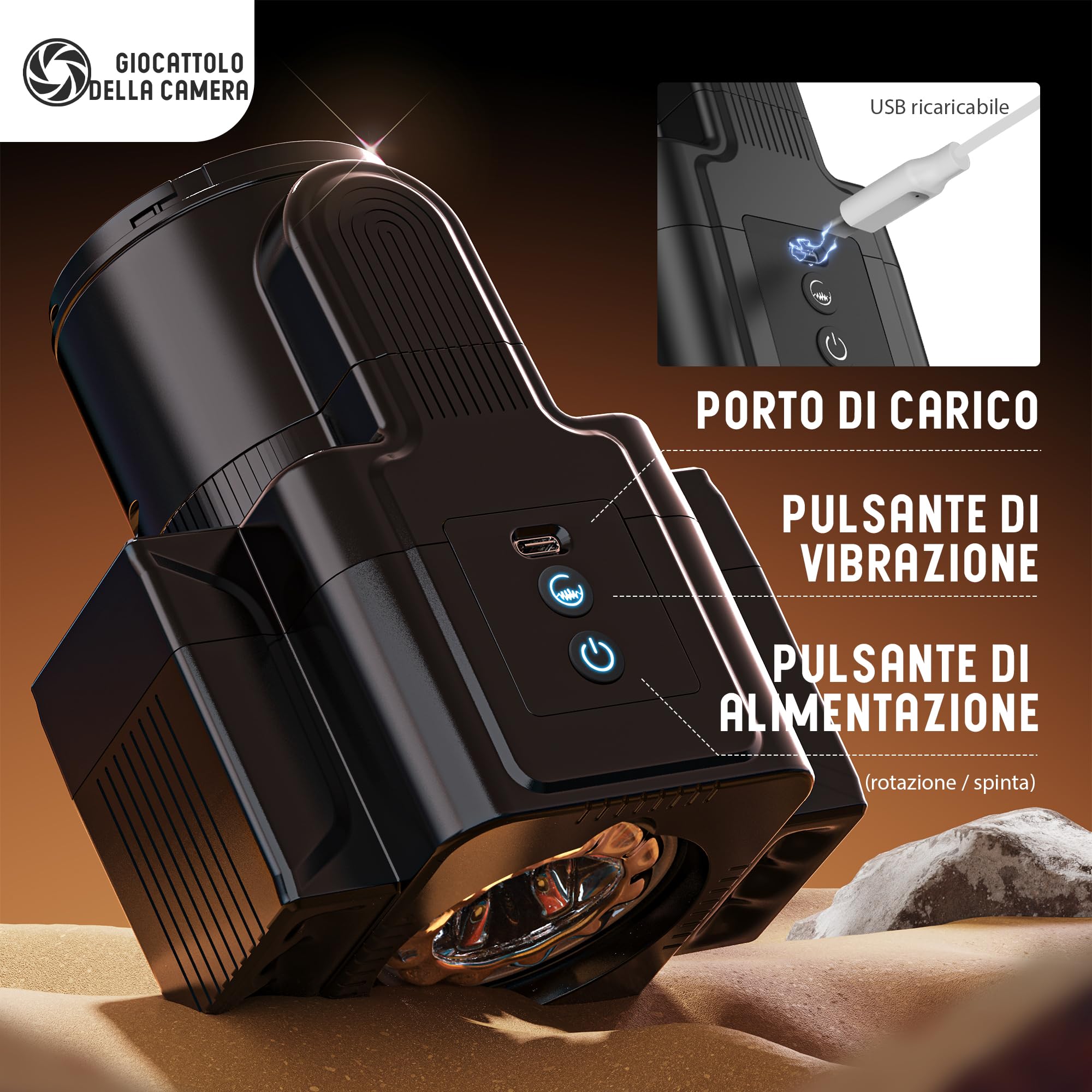 Glanvoo Masturbtore per Uomini Sex Toys, Masturbatore Maschile Automatico con 7 funzioni telescopiche e rotanti 7 modalità di vibrazione, Masturbatori Sex Toysper per Uomini, Nero