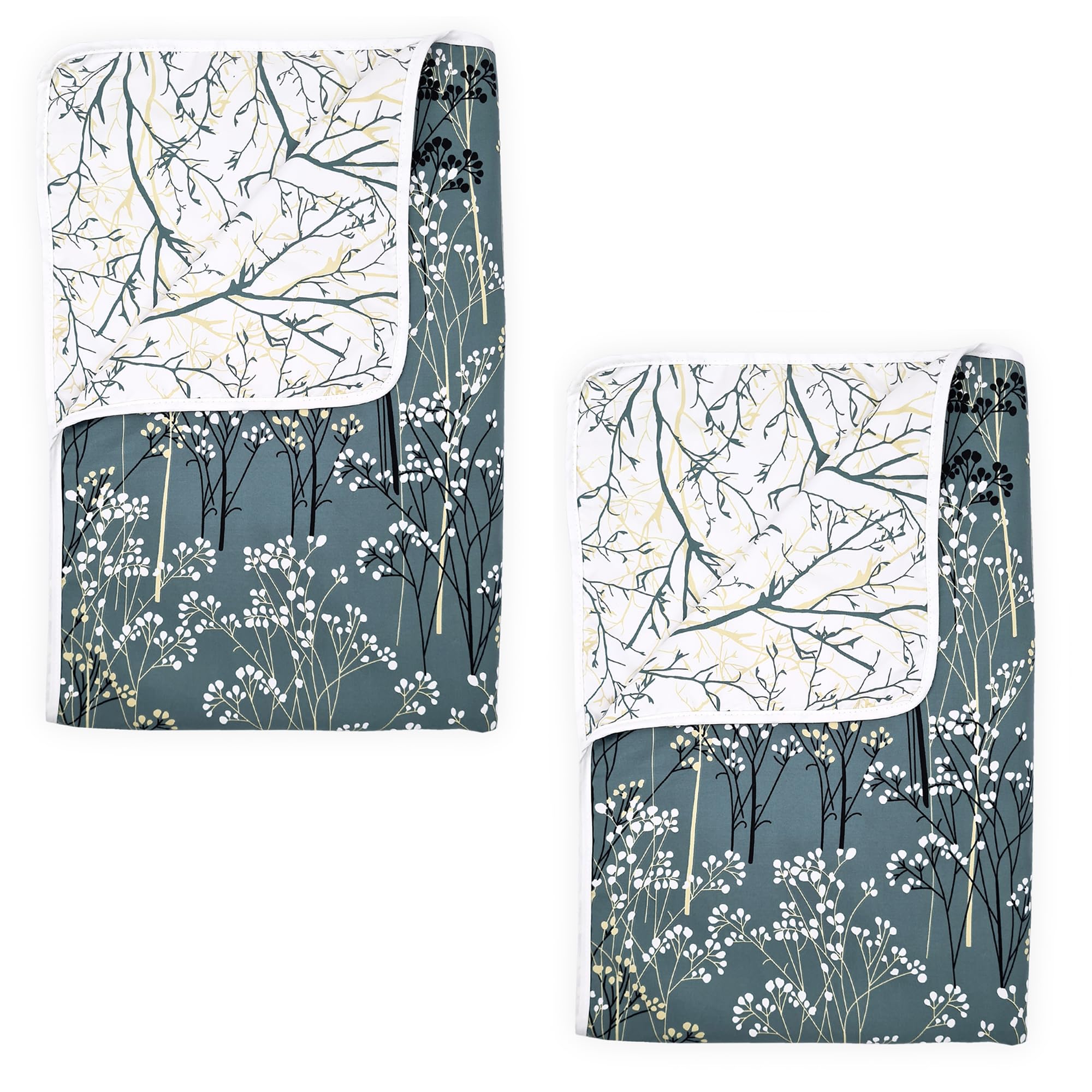 Divine Casa Microfiber All-Weather 120 GSM Printed Lightweight Reversible Single Bed AC Dohar Blanket Set of 2 - Green and White-picture-17