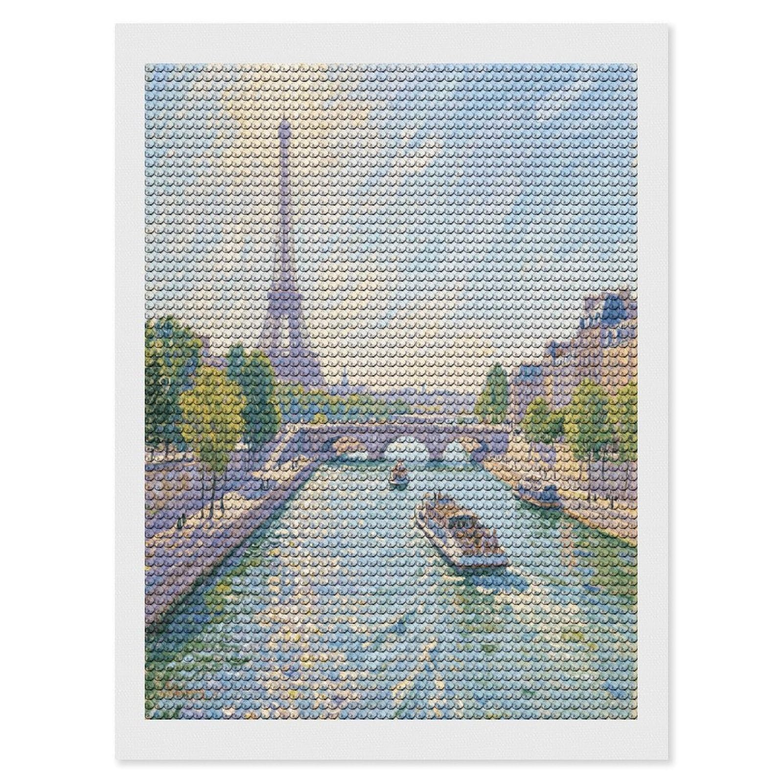 FekiLoot Eiffel Tower in Paris Paint by Numbers Kit for Adults Beginner DIY Diamond Dots Paintings Round Full Drill Diamond Art Kits Picture Diamond Art Painting Kits for Home Decor 12"x16"