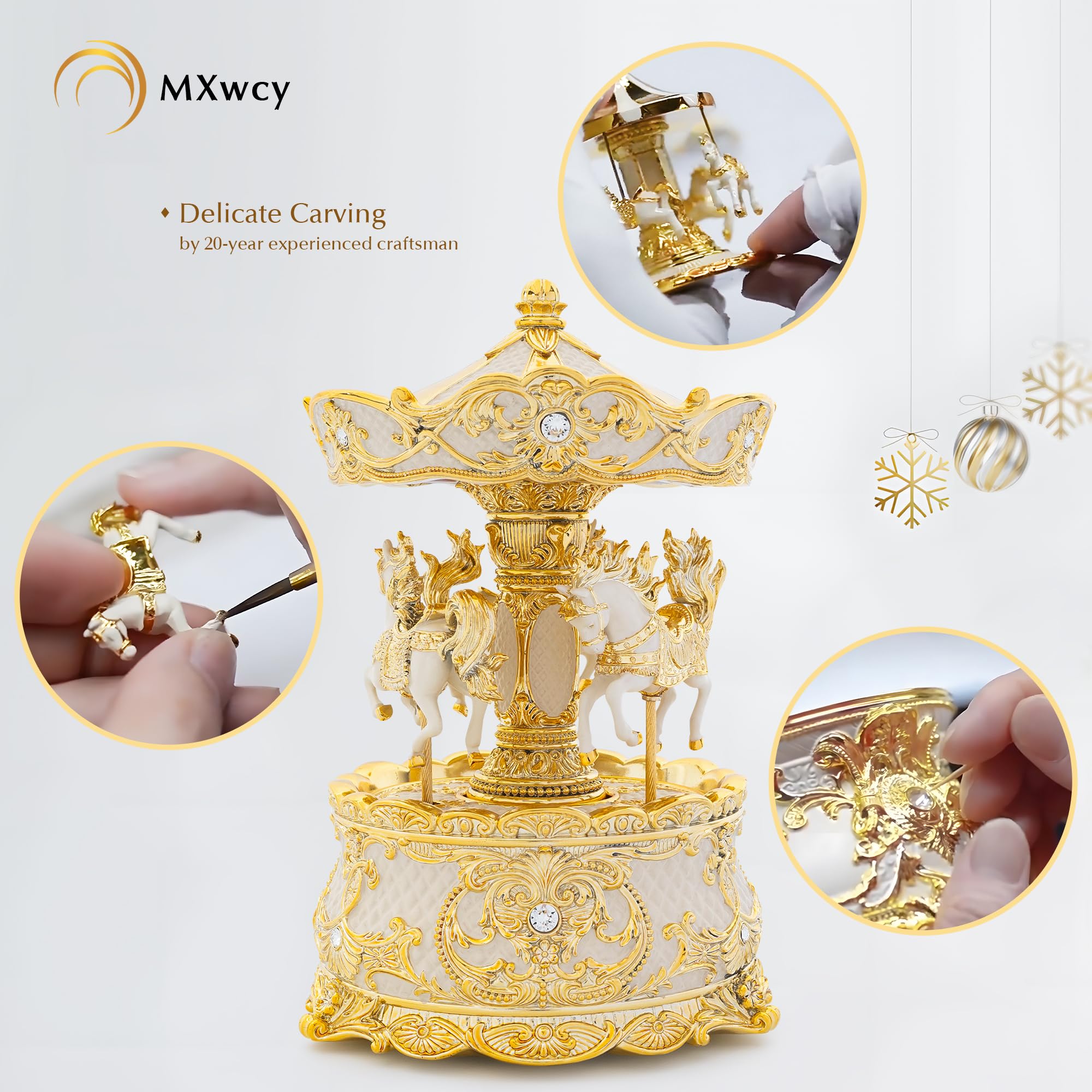 Amazon.com: Carousel Music Box Gold & Ivory 8.7