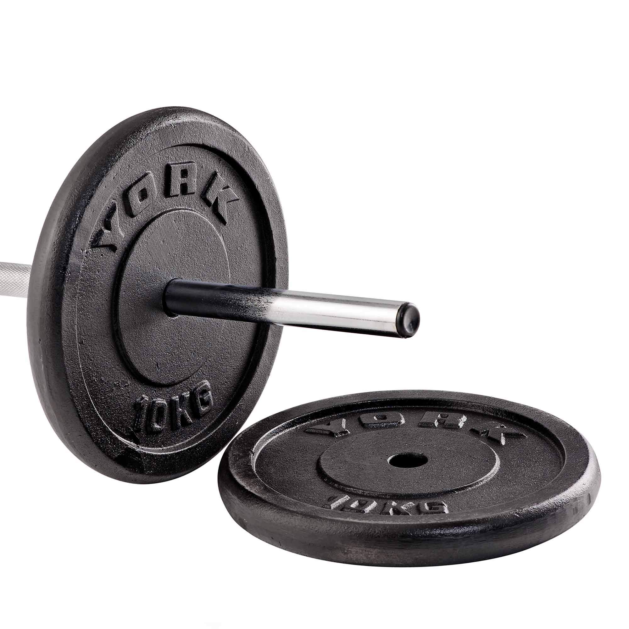 York Fitness Cast Iron Plates Weight Plates - Adjustable Dumbbell Weights Set Perfect for Bodybuilding Weight Lifting Home Gym Exercise Equipment - 2x10kg