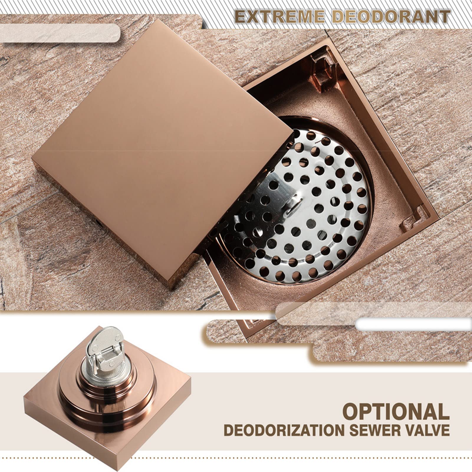 Múltiples Modelos De Desagüe De Piso De Baño De Color Rosa, Desagüe De Piso De Ducha Cuadrado De Latón, Antiolor Anti-Obstrucción, para Cocina, Baño