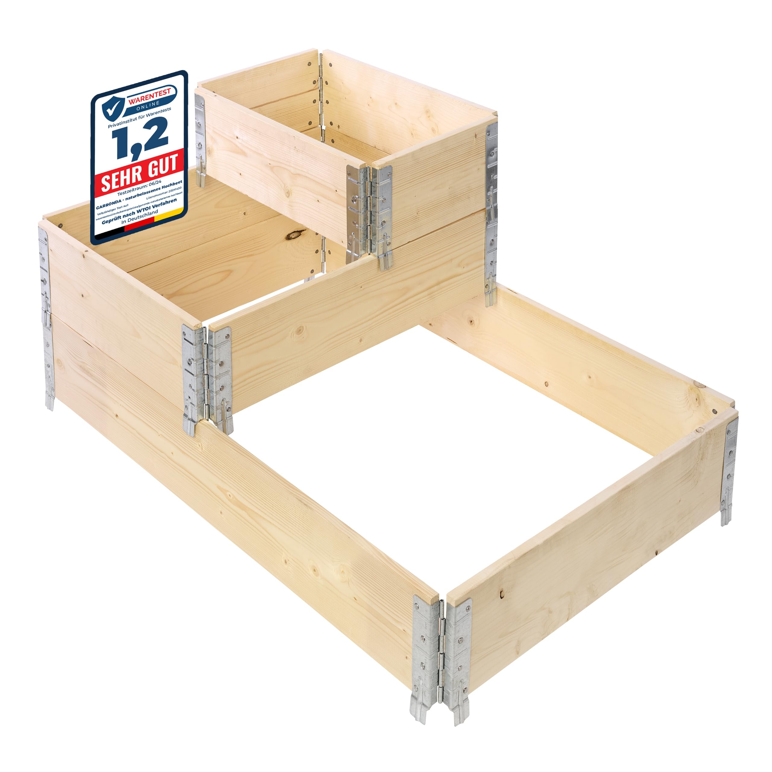 3 Cassette Orto Rialzato In Legno Naturale Garronda - Pieghevoli, Impilabili, 120x40x20 Cm - Per Verdure, Erbe E Fiori Su Balcone O Giardino