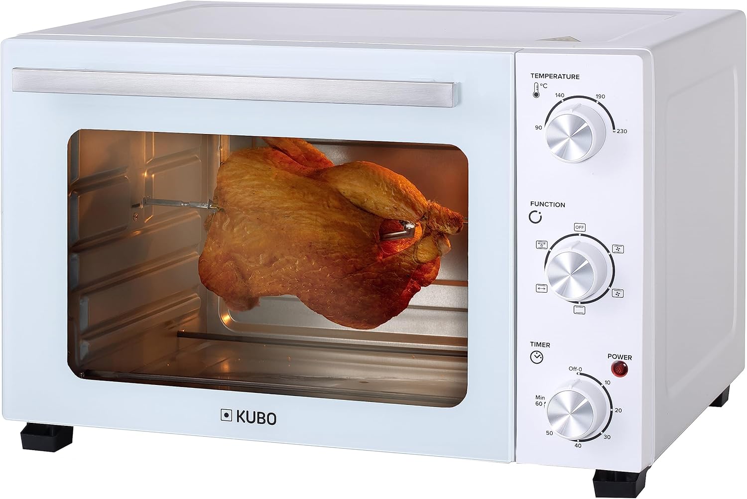 Kubo Mini forno da tavolo a convezione 35 l, 1500 W, funzione Assado, timer, temperatura regolabile, accessori, bianco Kubo Mini forno da tavolo a convezione 35 l, 1500 W, funzione Assado, timer, temperatura regolabile, accessori, bianco