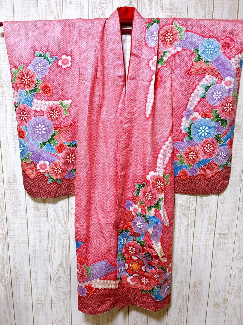 正絹鹿の子柄七五三 7歳 女の子 セット 一式 本格 ピンク系