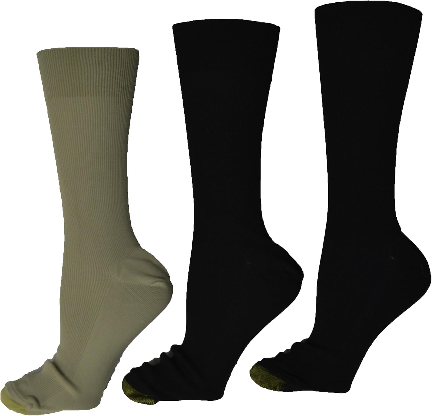 Gold Toe Men's Metropolitan Ultimate Dress 3 Pair Reinforced Toe Socks Beige
