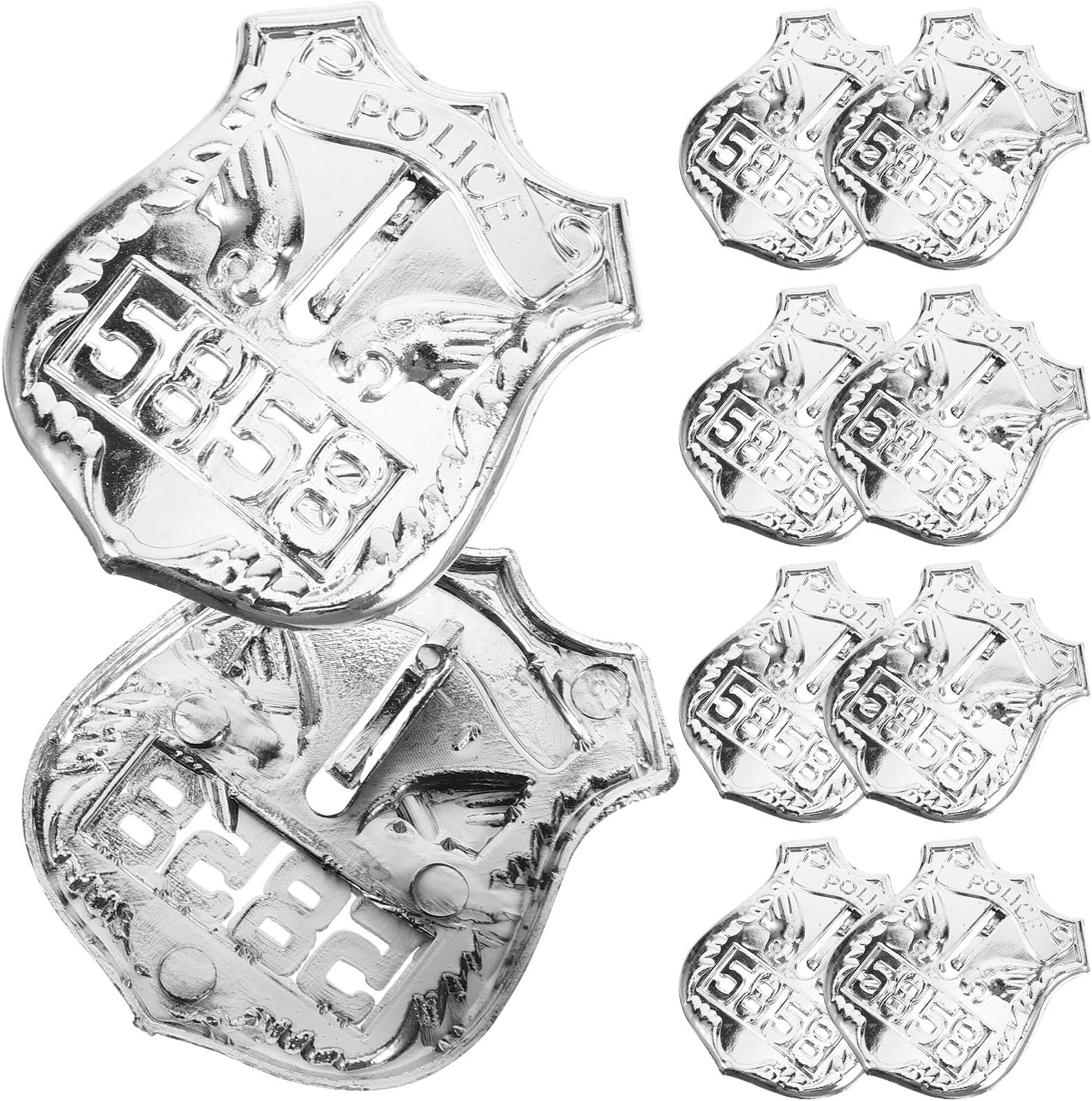 10pcs Plastic Police Badge Pretend Play Police Badge Kids Police Dress up Accessories Halloween Cop Cosplay Costume Role Play Cosplay Prop for Birthday Gifts