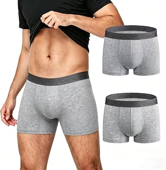 BATTEWA Mens Incontinence Underwear Washable, Leak Proof Underwear for Men,with Front Absorbency Area for Urine Leakage Protective 50ml. Medium, 2Gray