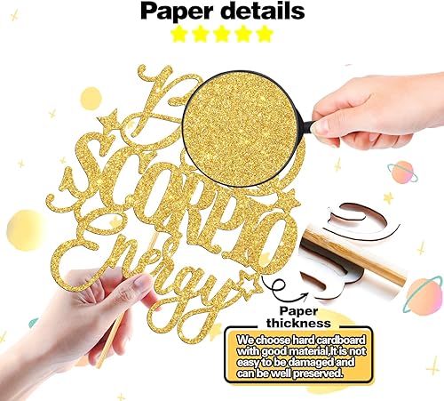 Miniatura 5 de Decoración de pastel de energía de Escorpio grande, feliz cumpleaños Escorpio en octubre/noviembre, temporada de Escorpio, 12 suministros de