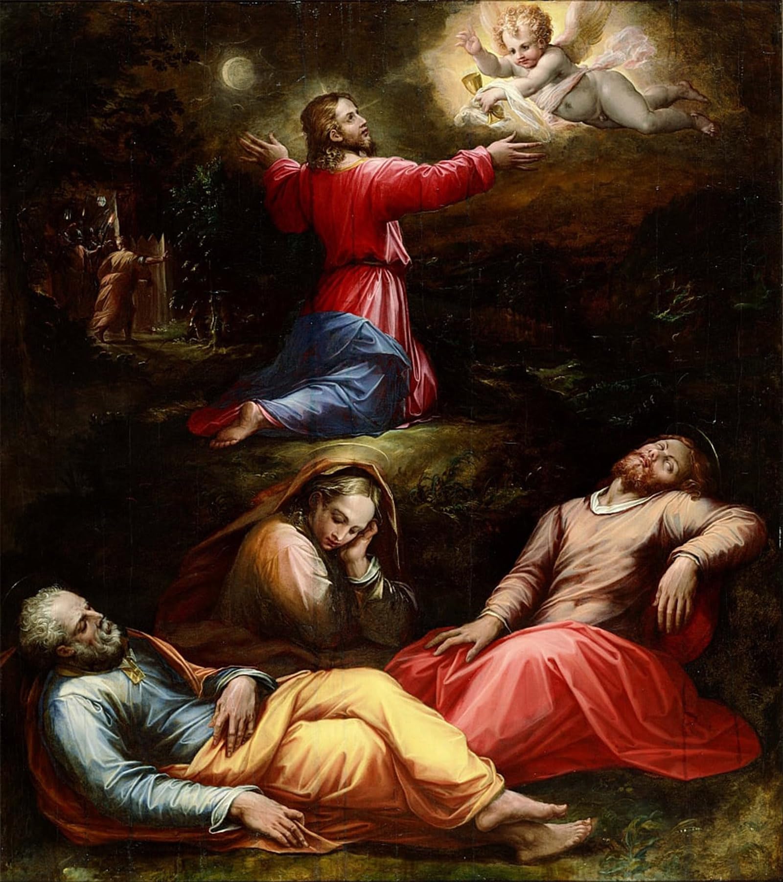 RZHRHJES Famous Painting Poster Art Canvas Print Retro Picture the Agony in the Garden by Giorgio Vasari Poster Wall Art for Office Decor 60x90cm