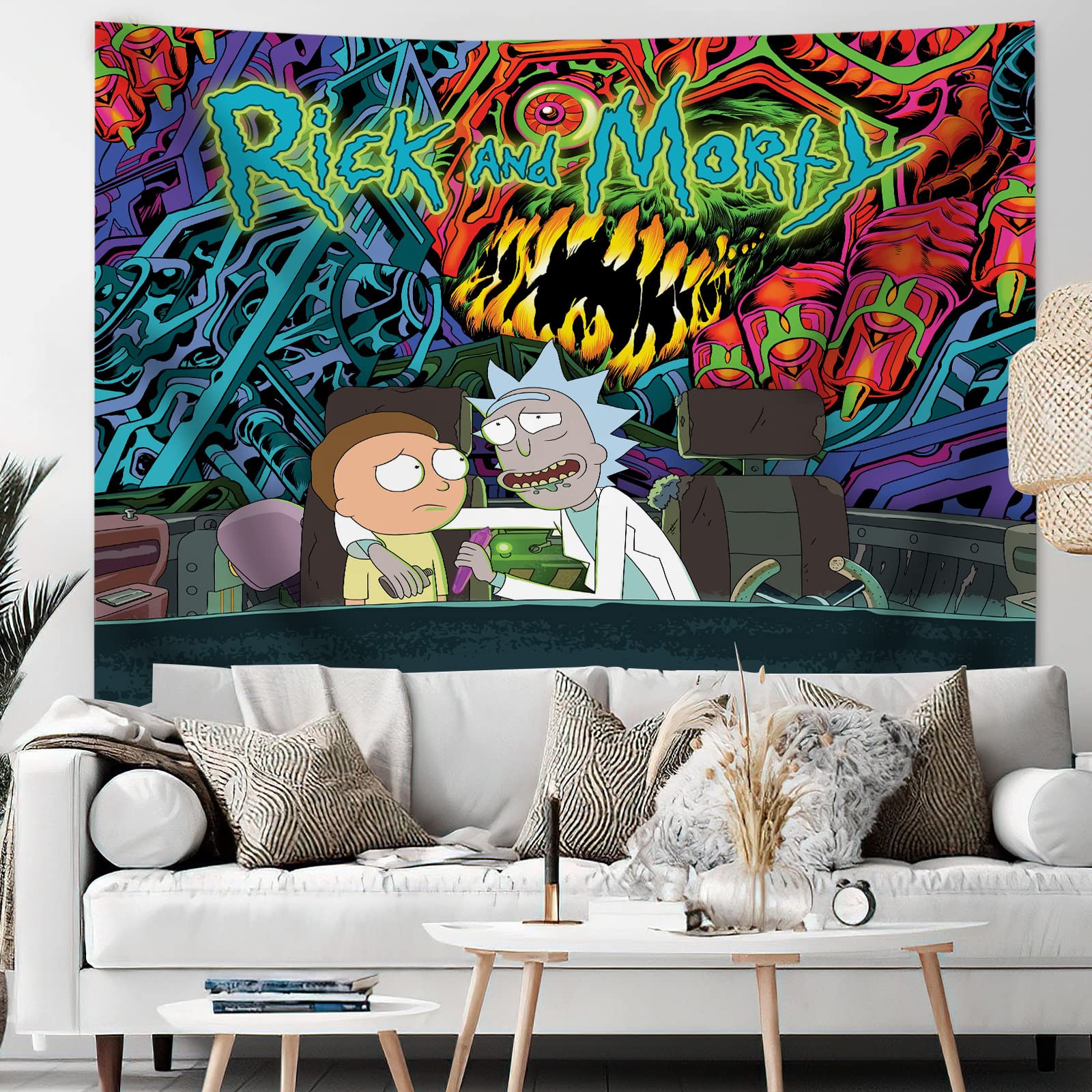 Anime Tapestry Rick Morty Wall Art Hanging for Living Room Bedroom  display picture 1