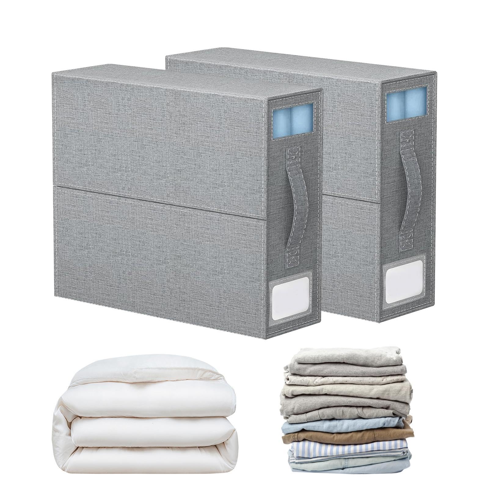 -Set-Organizer – Leinen-Schrank-Organizer, Bettwäsche | Aufbewahrungsbehälter | Bettdecken-Organizer mit Reißverschluss, praktische Aufbewahrungstasche für Bettwäsche, 38,4 x 11,2 x