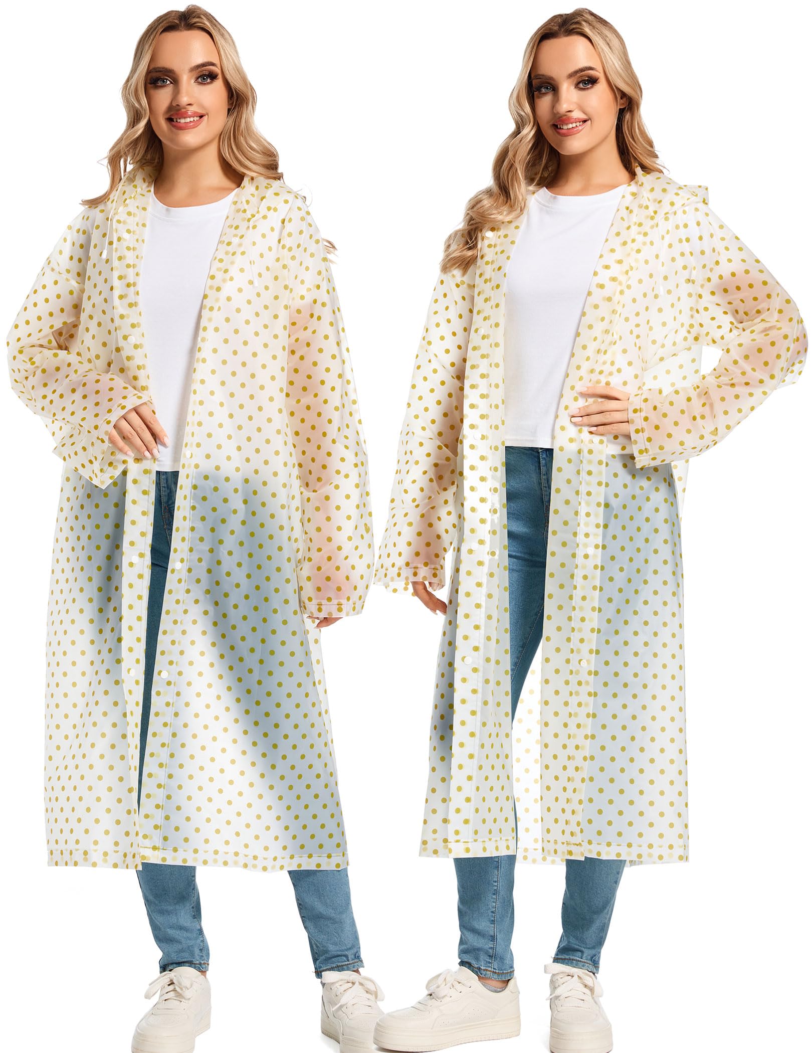 Borogo 2PCS Rain Ponchos for Adults Reusable Rain Coats for Adults Rain Jackets Raincoats for Men Women