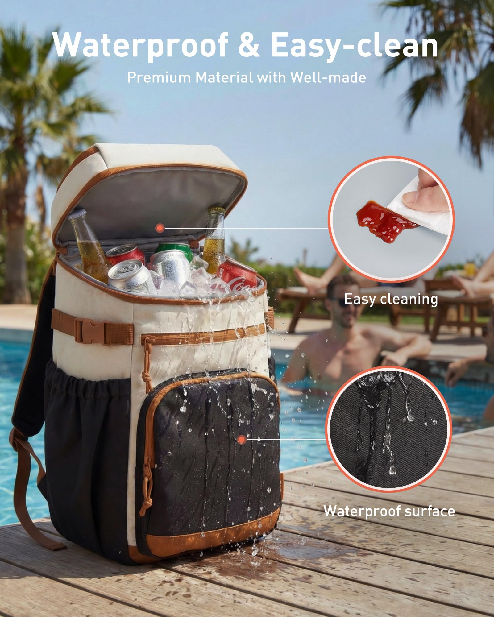 TOURIT Isolierter Kühlrucksack 30 Dosen, Auslaufsichere Lunch Kühltasche mit Zwei Fächern Leichter, wasserdichter Kühlrucksack für Damen und Herren Ideal für Strand, Camping, Picknick, Wandern Reisen