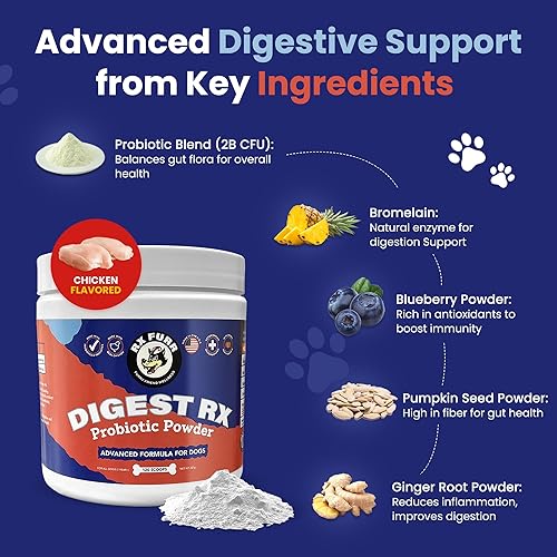 Miniatura 7 de Rx Furr Probióticos para perros enzimas digestivas, apoya la salud intestinal, prebióticos y probióticos formulados por veterinarios, para apoyo