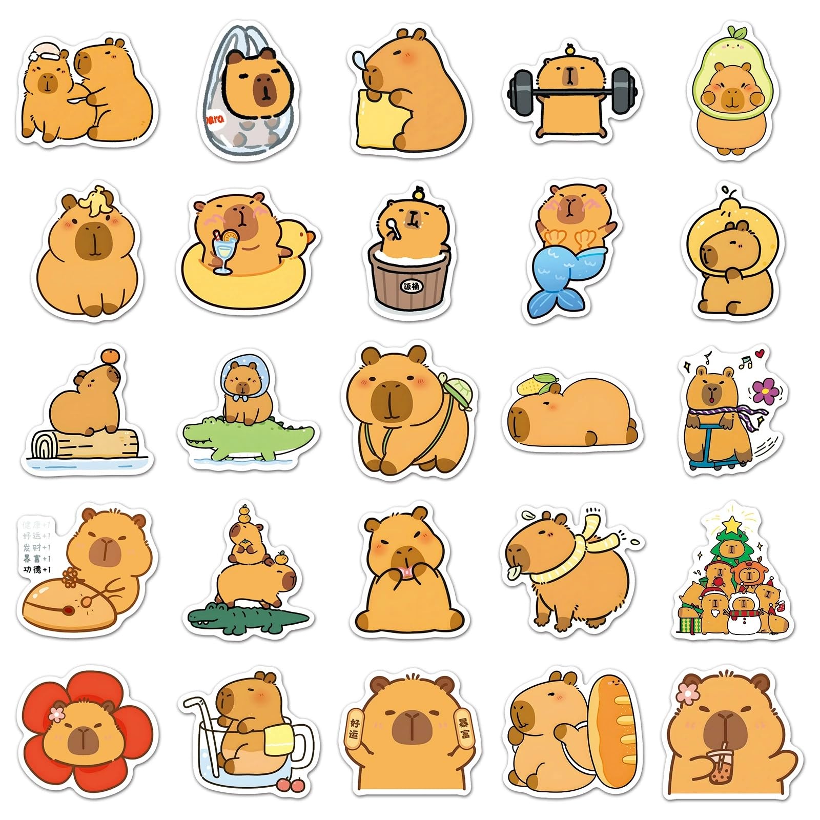 Capybara Stickers for Laptop(100 PCS),Gift for Children Teens Adults Girl Boys,Capybara Waterproof Stickers for Skateboard,Bike,Phone,Computer,Luggage Water Bottle Guitar Motorcycle Suitcase - Image 2