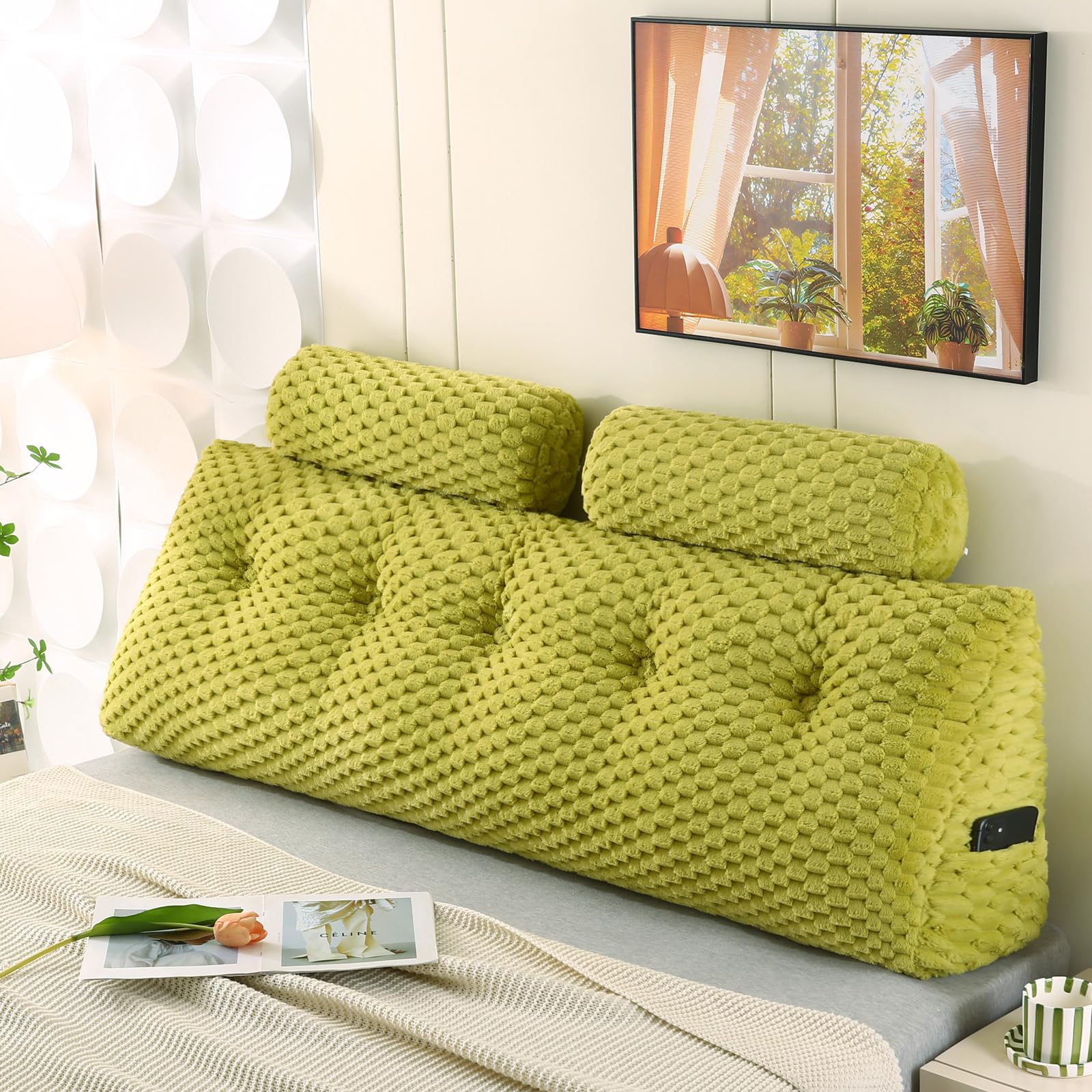 Amazon.com: Ziihome Wedge Headboard Pillow + 2 Head Roll Pillows