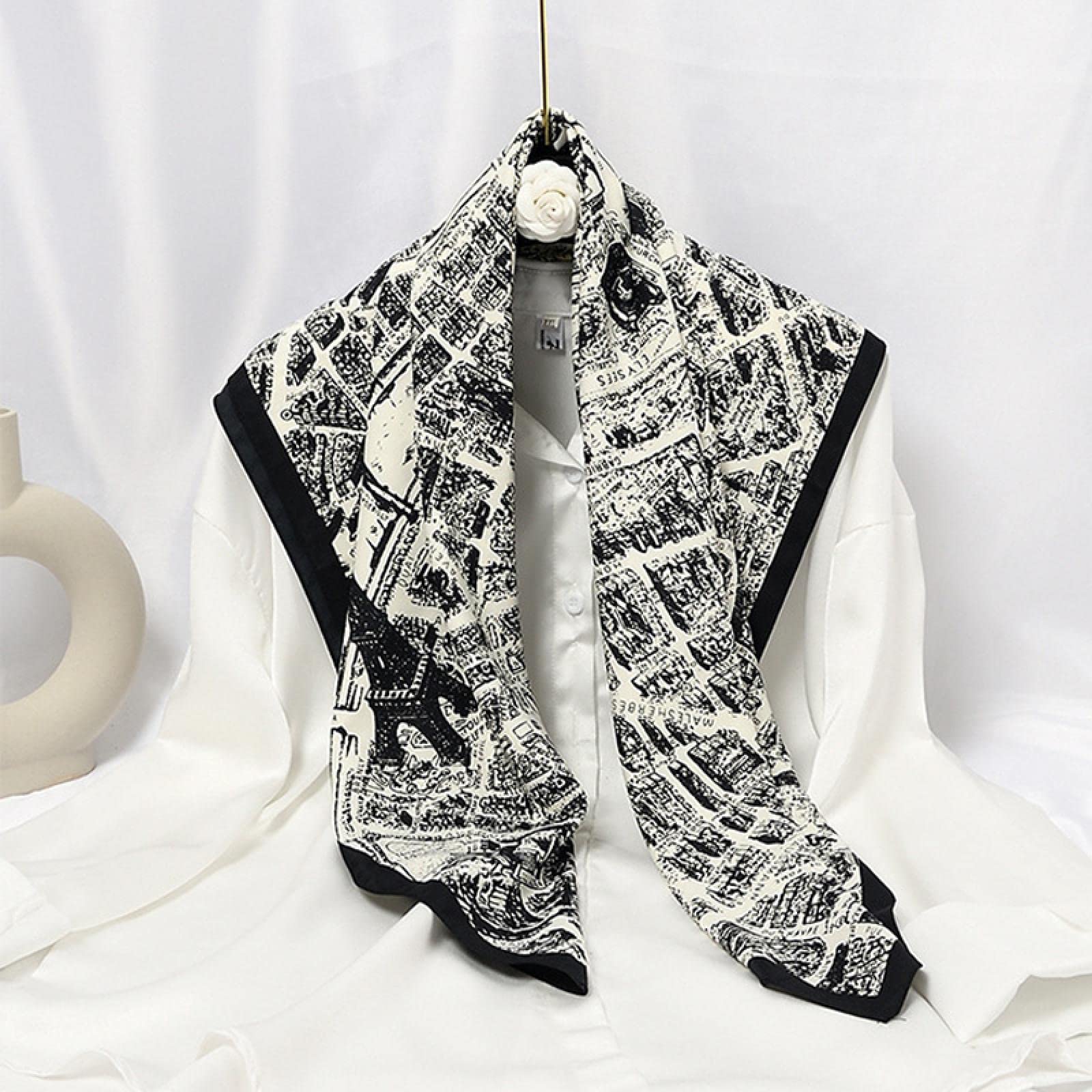 Silk Square Neckerchiefs Floral Women Square Scarf Hijab Large Foulard Femme Bandanas Travel Hair Ribbon Pashmina Headwear For Ladies