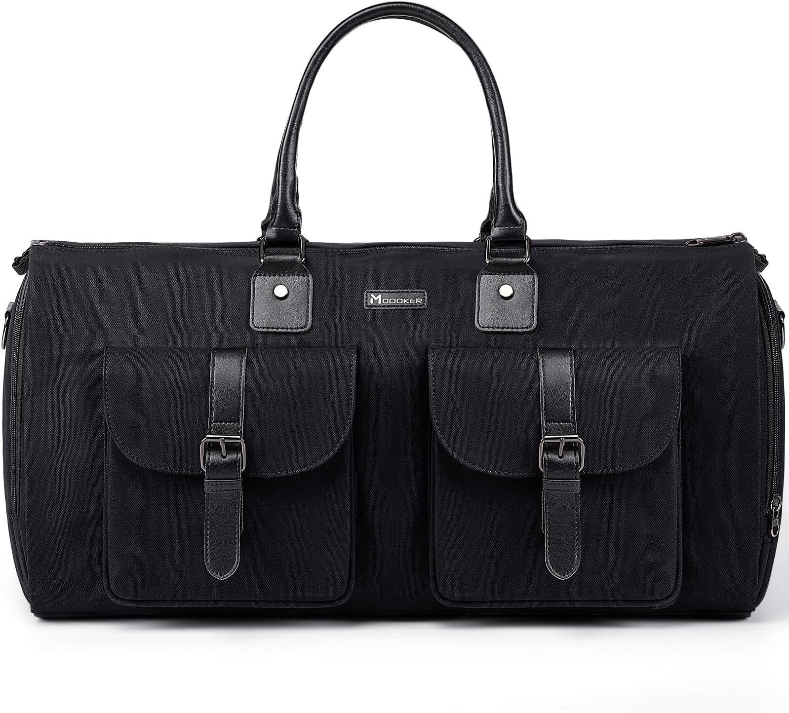 Garment Convertible Weekender Bag,Carry on Garment Bags for Travel Mens Suit Bag,Canvas Garment Duffle Bag Heavy Duty Overnight Bags for Men Women Hanging Clothes, Black