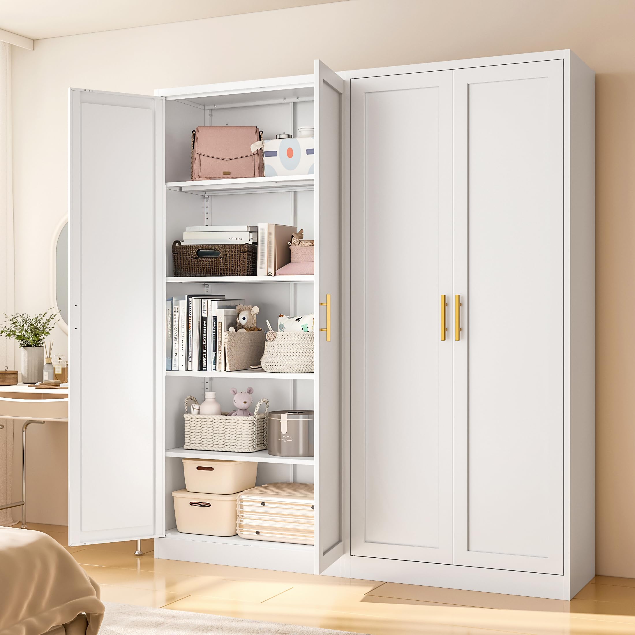 Metallschrank Mehrzweckschrank 5 Ebenen Weiß 180 x 75 x 35 cm