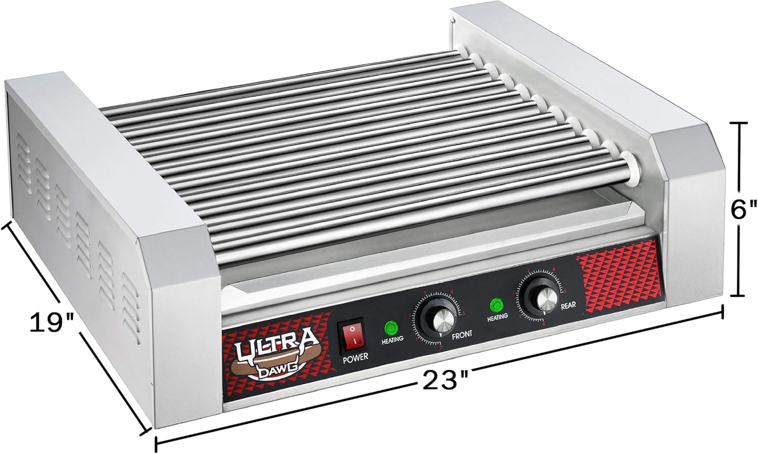 Great Northern Popcorn, 876071RCM, Hot Dog Grill with 11 Stainless Steel Rollers for 30 Hot Dogs or Sausages, Gray