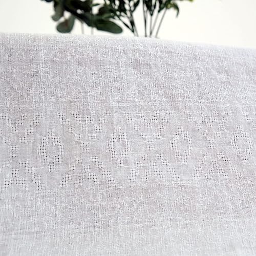 Tela de lino jacquard blanco con múltiples patrones, fibra textil de primera calidad para manualidades, decoración del hogar y tapicería