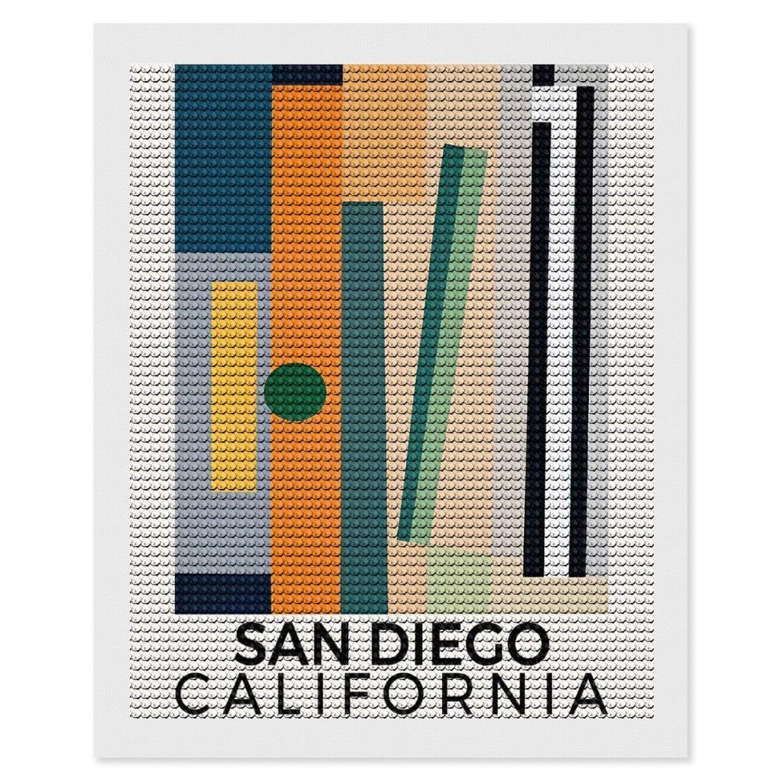 Junmoney San Diego California Diamond Painting Canvas Set 16"x20", for Adults, Bedroom Decor, Good for Quiet Evenings, Festive Craft Gift