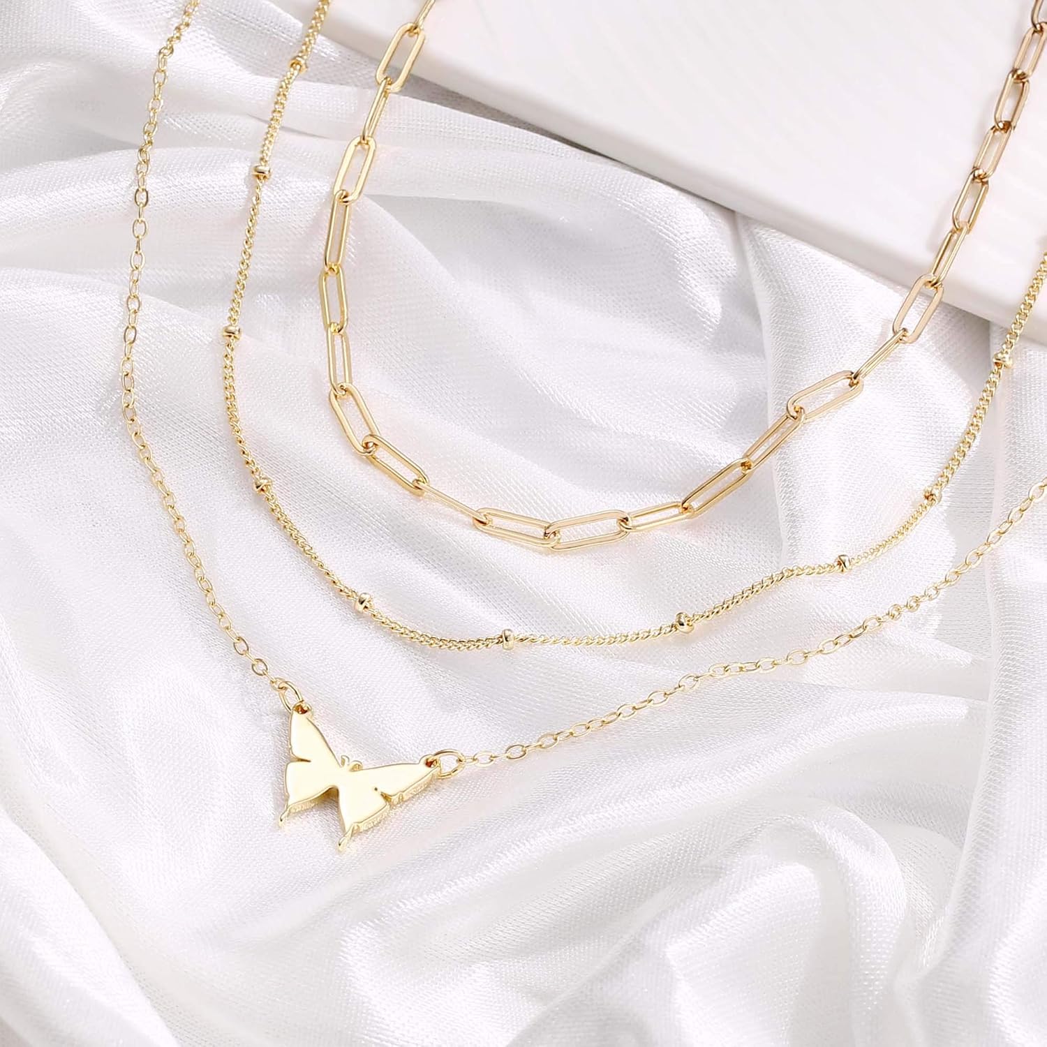 Turandoss Dainty Layered Choker Necklace, Handmade Y Pendant Necklace Multilayer Bar Disc Necklace Adjustable Layering Choker Necklaces for Women - Image 6