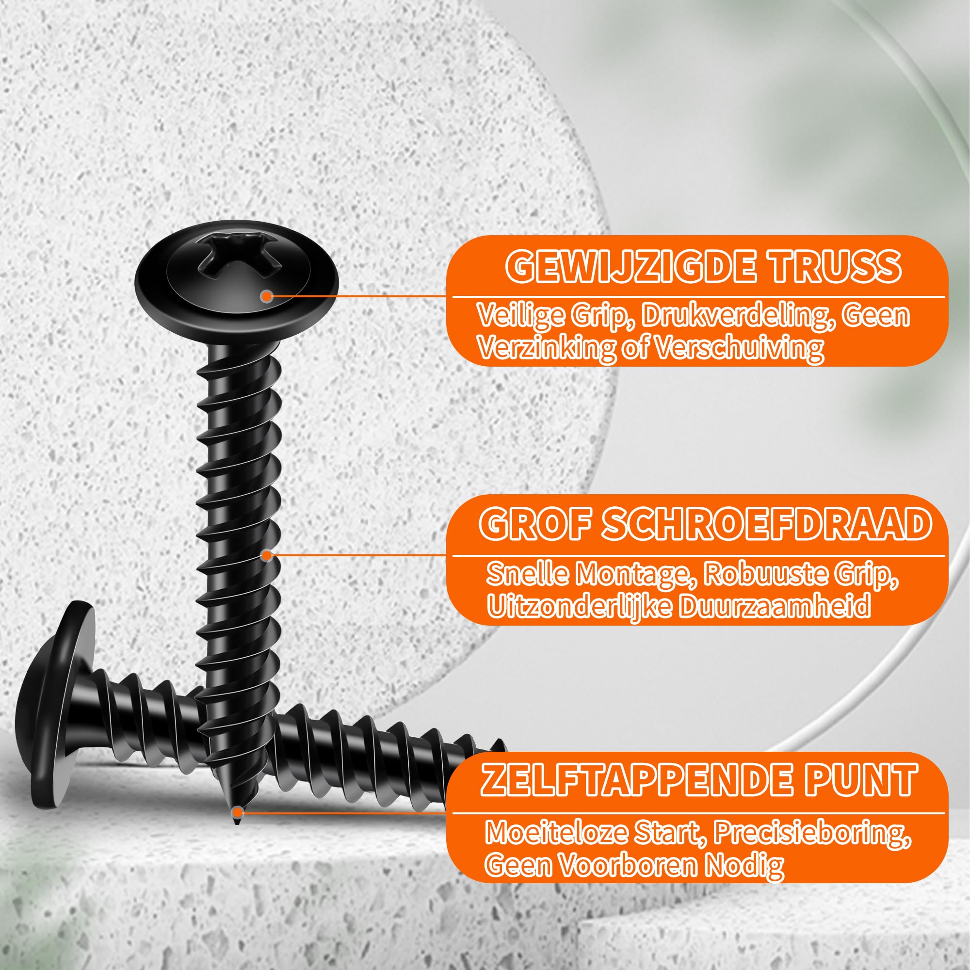 150 PCS Black Washer Head M4.2 X 38 mm Wood Screws, Hardened Steel Multipurpose Screw - Image 4