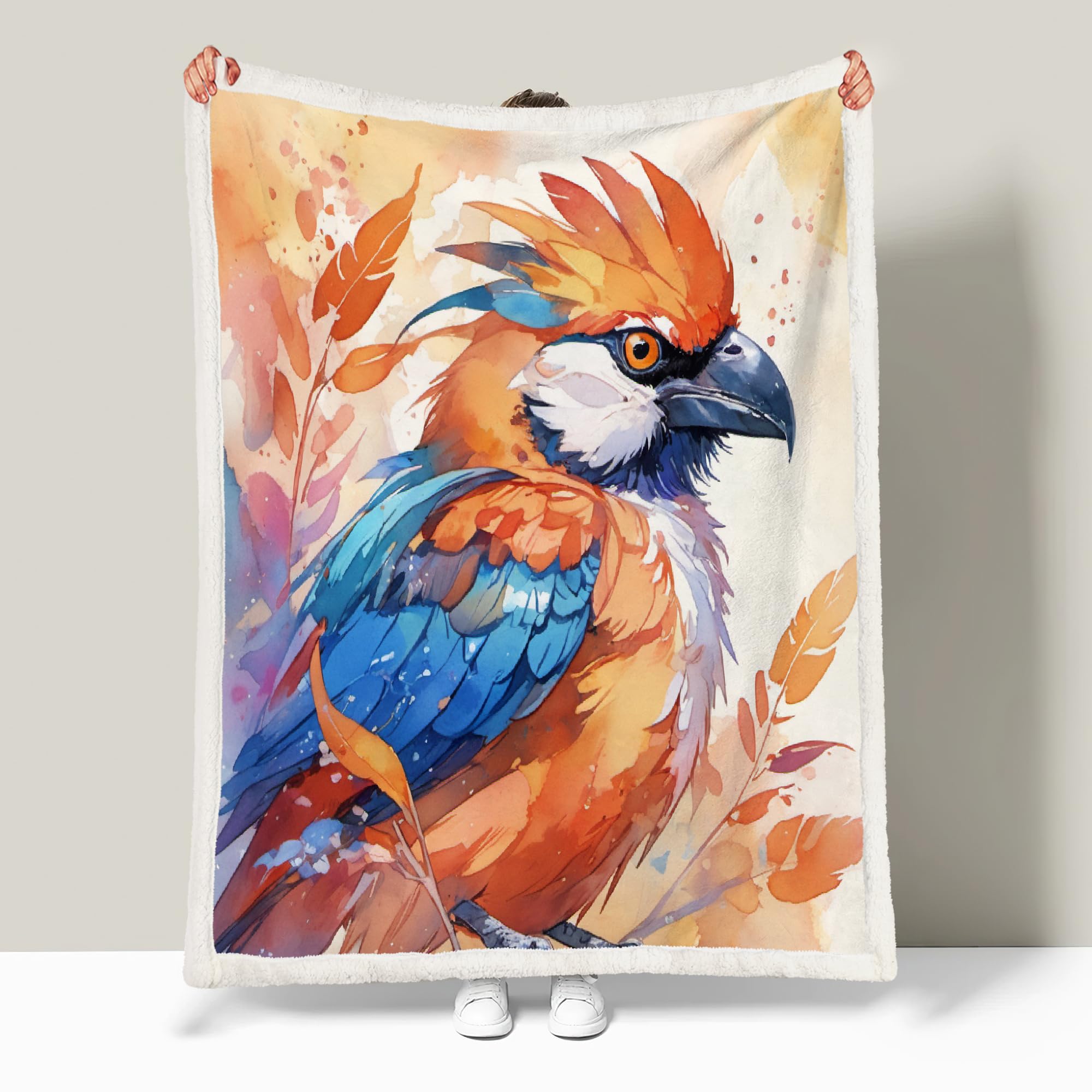 Générique Oiseaux Animaux Couverture Polaire Epaisse Hiver Adulte 3D Plume Art Plaid Canape Chaud Doux en Flanelle Jeté de Canapé pour Couvre lit 2 Personnes pour Fille Garcon 150x200 cm