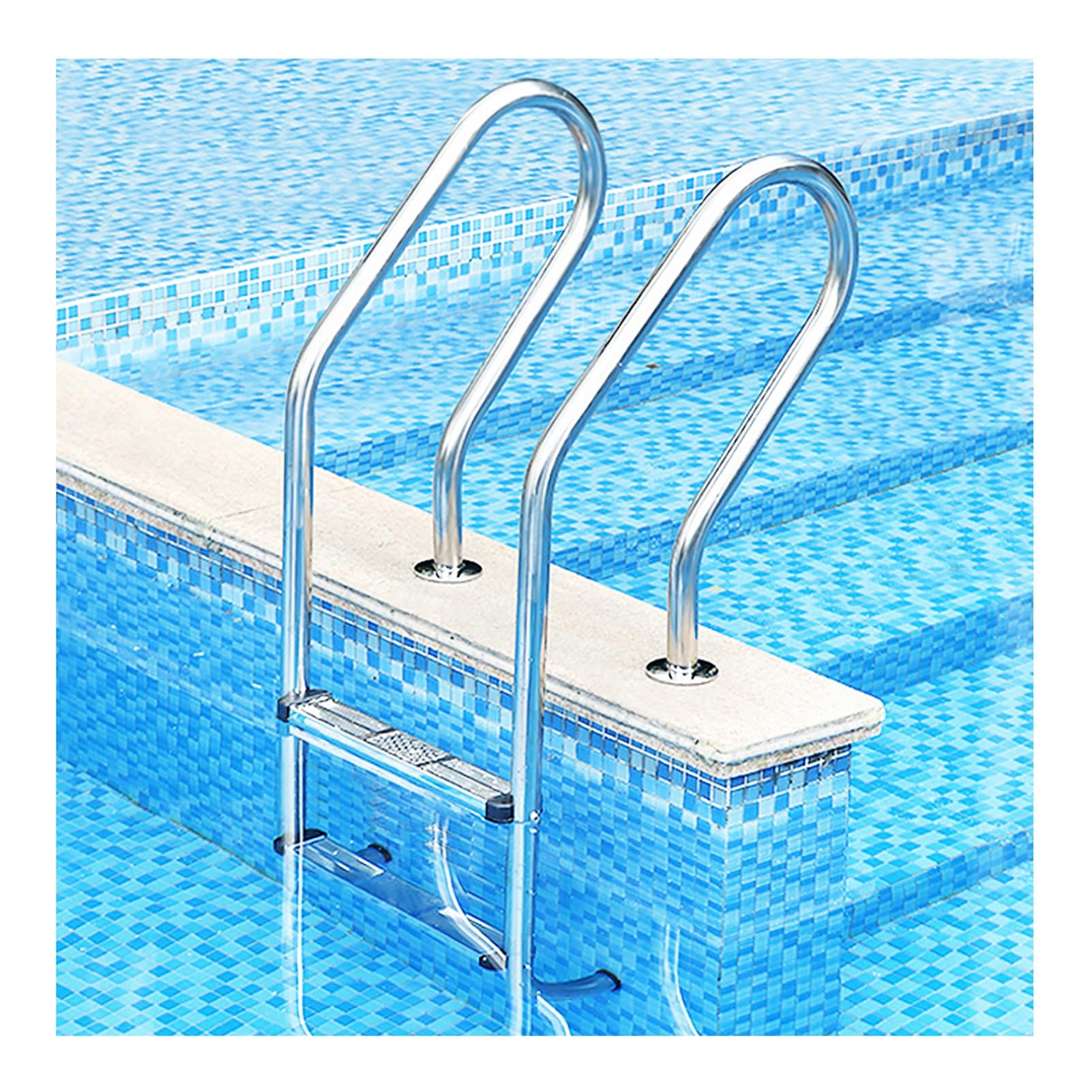 TYYCKJ Pool Escalator, 304 Stainless Steel, With Steps and Handrails, Suitable for Spas, Swimming Pools, Bathrooms(2 steps)