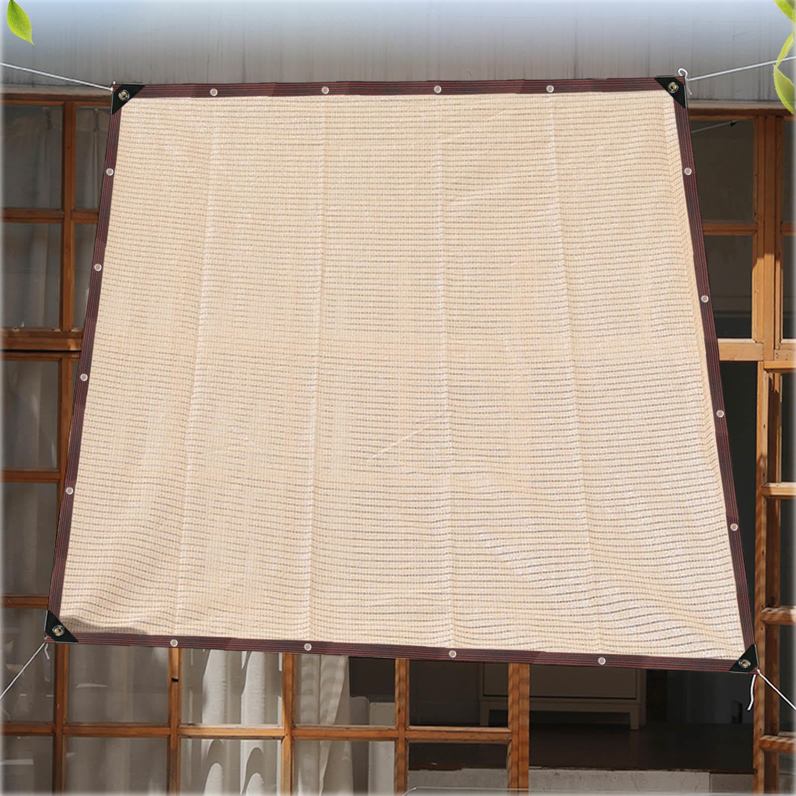 Kgudys Beige Shade Netting Rectangle,75% Sunblock Shade Cloth,Sun Shade Sail, Uv Resistant Fabric Mesh Tarp,Shade Cloth For Plants,Privacy & Breathability,Reinforcement Grommets,-2X3m/6.6X9.8ft