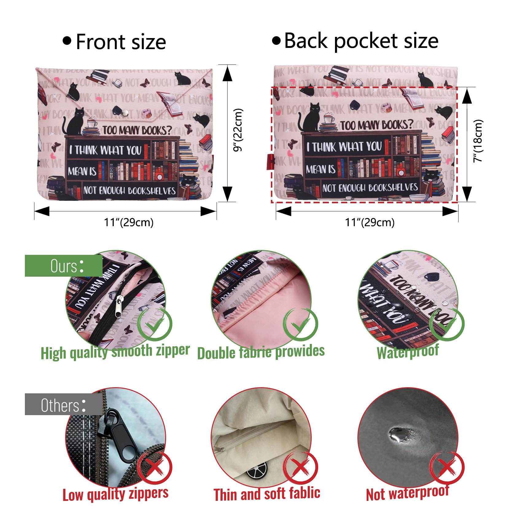 Buchhülle Mit Reißverschluss - Wasserdichte Tasche Für Schule & Reisen