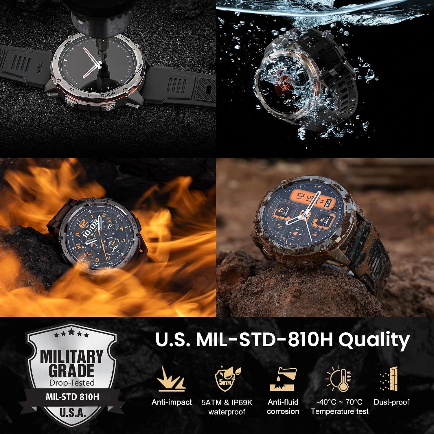 KOSPET Tank T3 Ultra 2 Montre Connectée Homme avec GPS et Appel Bluetooth (T3U2)