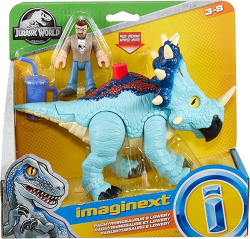 Miniatura 6 de Imaginext Jurassic World Pachyrhinosaurus Dinosaur and Lowery - Juego de figuras para niños en edad preescolar a partir de 3 años