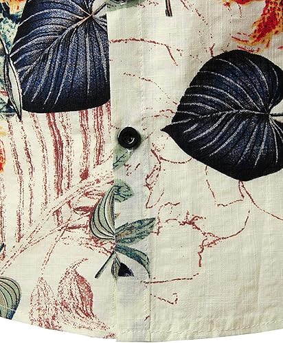 Miniatura 5 de Jogal - Camisa hawaiana de manga corta con botones, diseño de flores, casual, para hombre