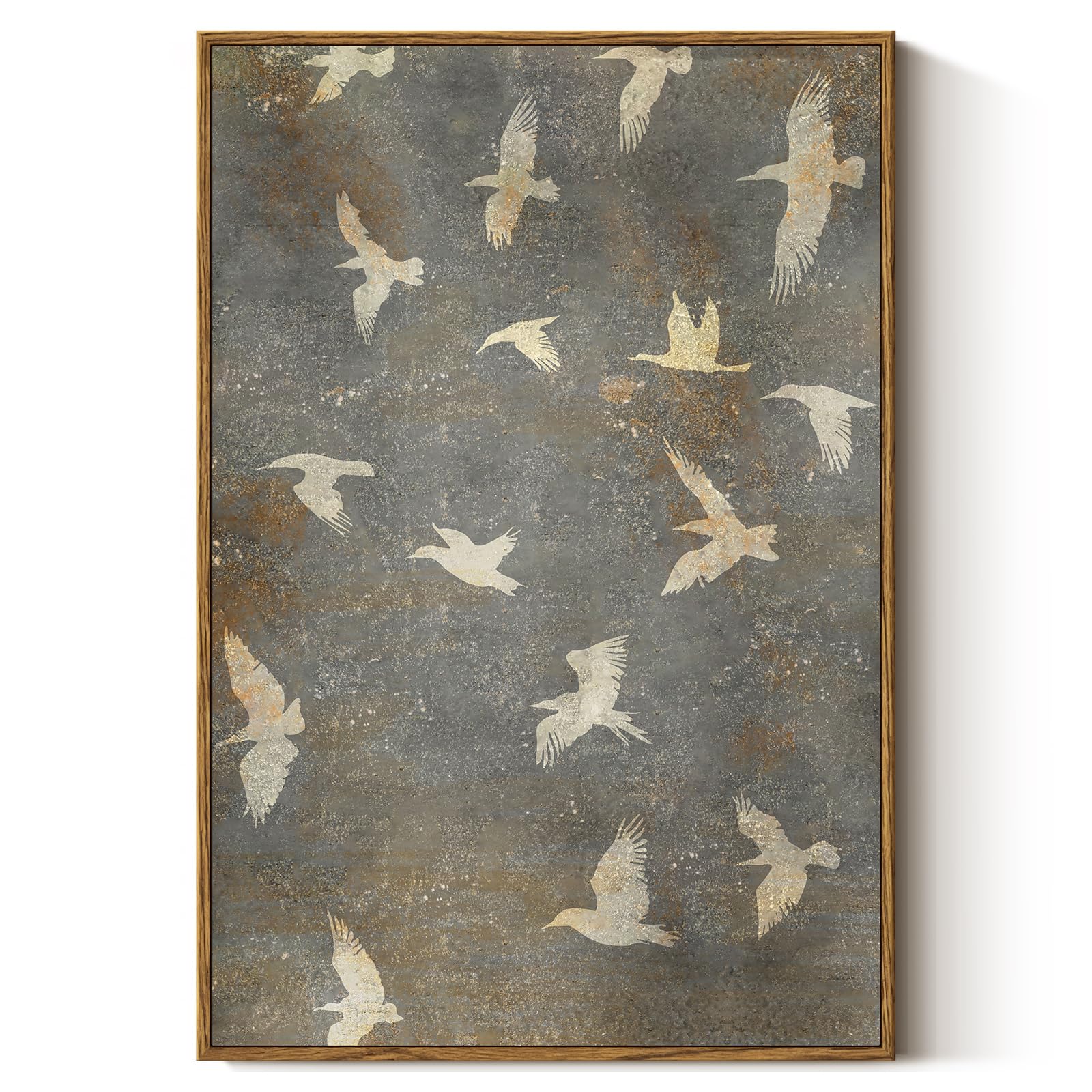 InSimSea Framed Canvas Wall Art, Retro Flying Bird, 16'x24'