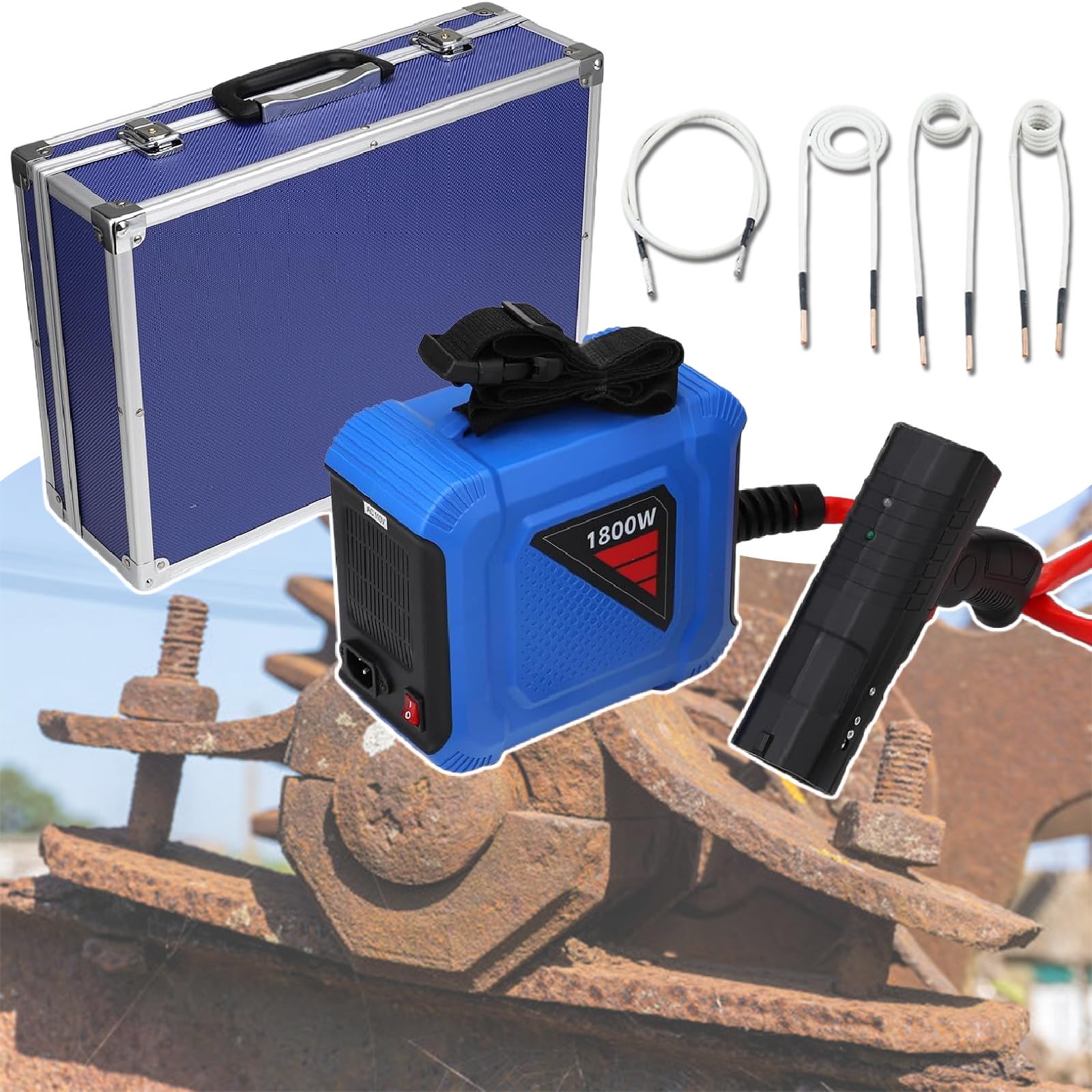 ZMJGLL 110-220V Induction Heating Machine, 1800W Handheld Tool for Rust Removal and Screw Extraction, Flameless Heat Application,Versatile