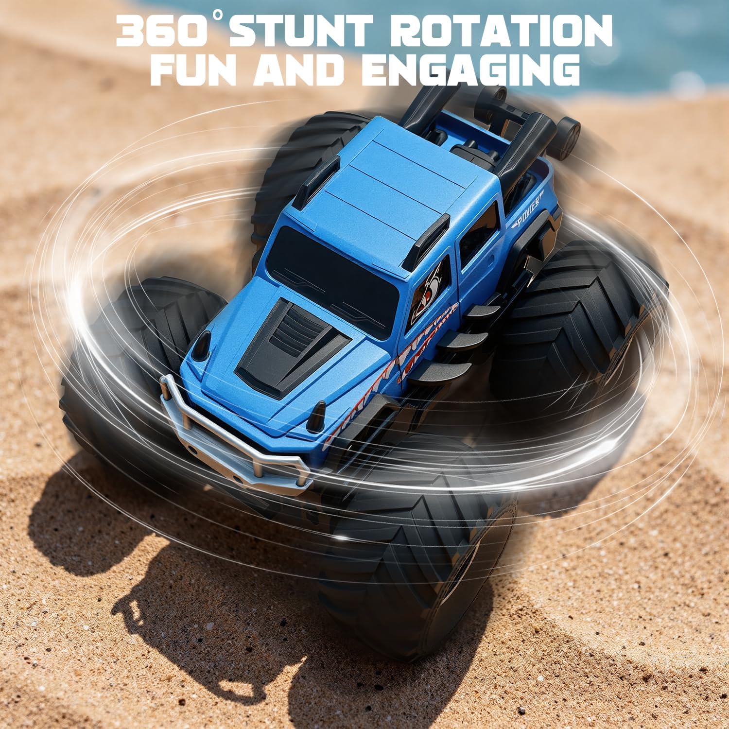 Amphibious Remote Control Trucks,2.4G 1:18 4WD All Terrain Off-Road Waterproof Monster RC Cars Pool Toys Hobby RC Vehicle Christmas Birthday Gifts for Kids Boys Girls 8 9 10 11 12+ Bule
