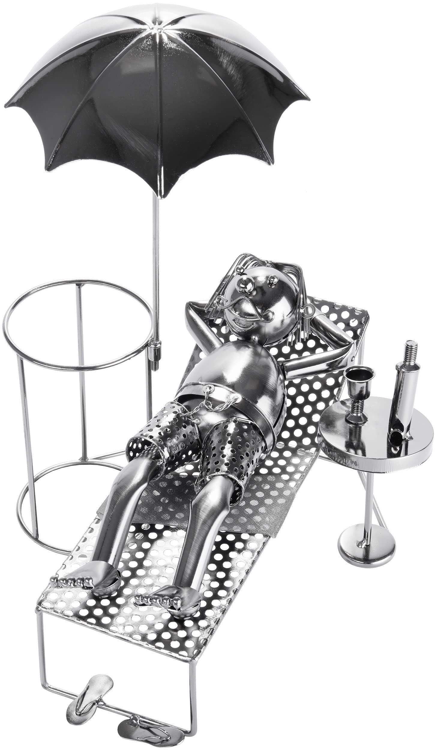 BRUBAKER Flaschenhalter Urlauber Metall Skulptur mit Geschenkkarte
