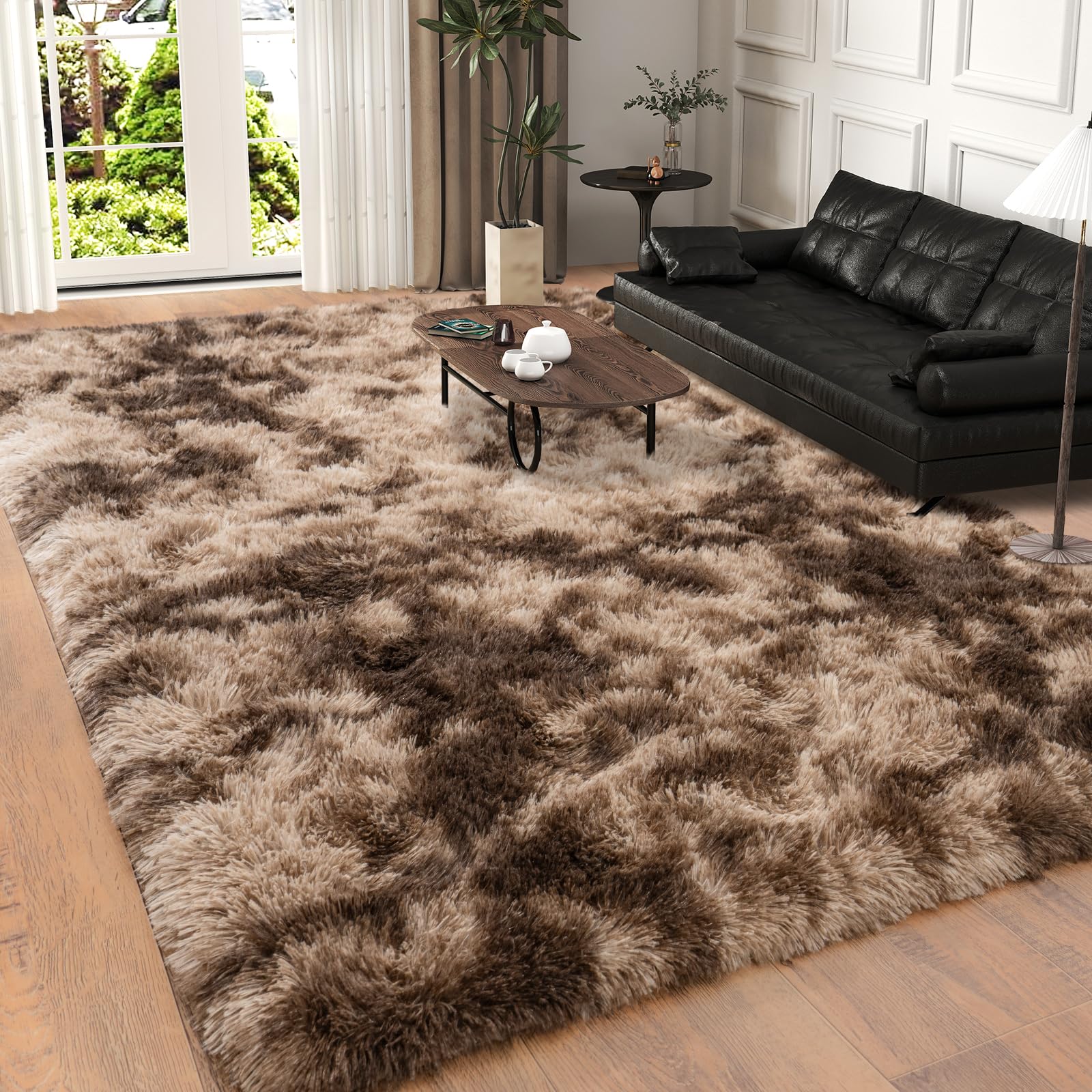 Dssimo 5x7 Area Rugs for Living Room, Plush Thick Carpets for Boy and Girls Room, Modern Soft Shag Rug for Bedroom, Non Slip, Large Indoor Carpet for Nursery Dorms Home Decor Aesthetic, Brown