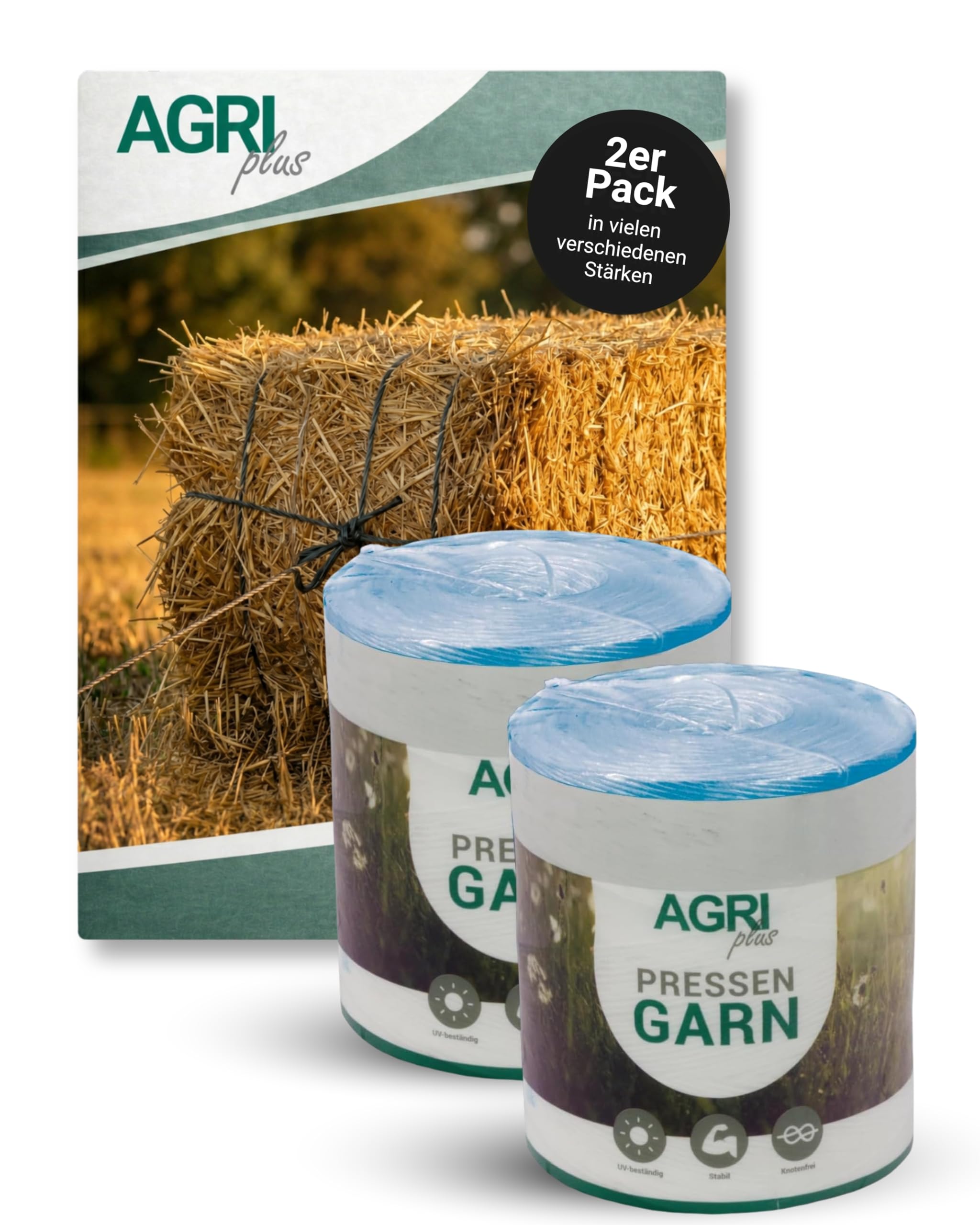 AGRIplus Pressengarn I 2 Stück à 5 kg I 400 m/kg I Hochwertiges PP-Garn I Robust, witterungsbeständig & reißfest I Für Hochdruckpressen & Hochdruckballen