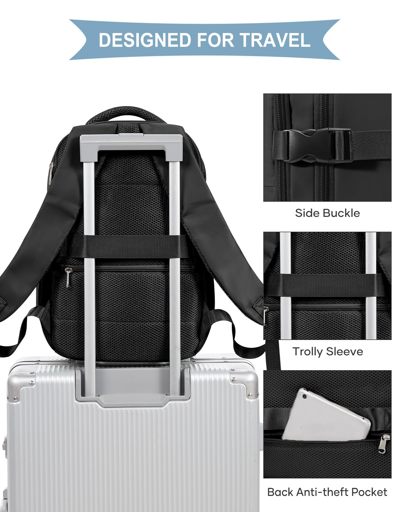 SZLX Zaino Ryanair 40x30x20 Sottovuoto Bagaglio a Mano 40x20x25 Donna Zaino da Viaggio 40x30x20 Wizzair Borse da Cabina per Easyjet 45x36x20 Uomo per Laptop 14 Pollici con Porta USB e Porta Scarpe