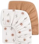 Bearmoss Muslin Feuilles de literie 100% Feuilles de bébé en coton pour lit bébé pour matelas standard & Matelas de lit pour tout-petit 52"x28" doux respirant feuille de berceau neutre pour les garçons filles - 2 Pack (Pink Star)